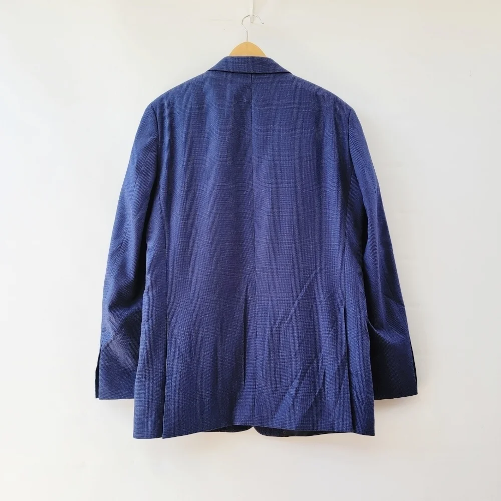 Tommy Hilfiger Navy Blue Blazer Mens 42L Vintage Plaid Preppy Sports Jacket